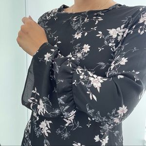 Elegant Floral Bell Sleeve Blouse